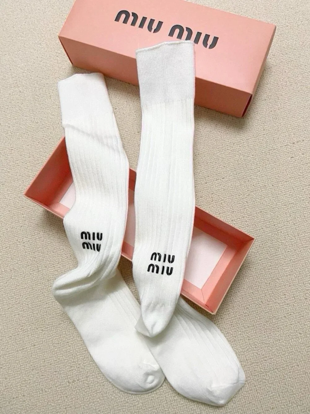 Miu Miu Logo Knee High Socks